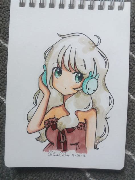 Anime Girl With Headphones Redraw By Cxcelia5209 On Deviantart