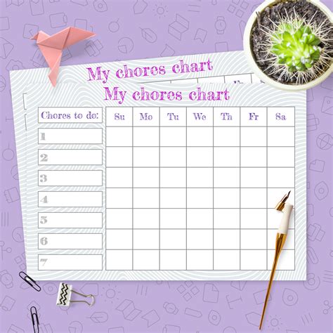 chores chart template template printable