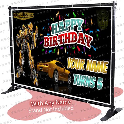 Transformers Bumblebee Birthday Banner Personalized Party Backdrop
