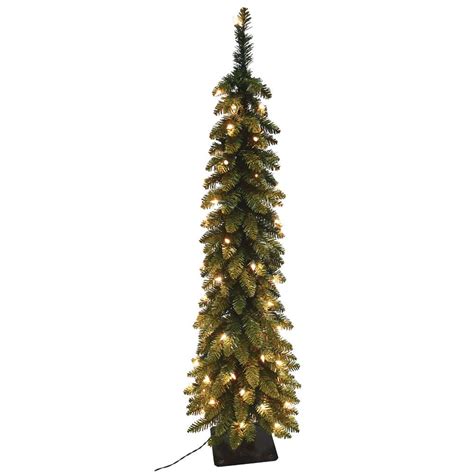 6 Ft Pre Lit Pencil Slim Artificial Christmas Tree With 150 Ul Lights