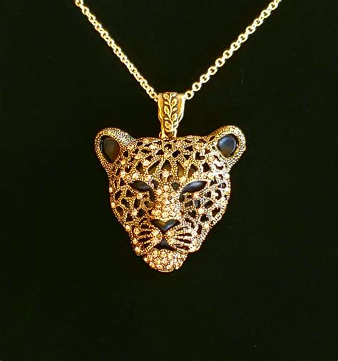 Mens Black Panther Pendant Or Necklace Bright Gold Etsy In 2021