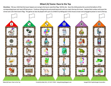 As for speech the best things is modeling speech in sound during play. Testy yet trying: Race to the Top Speech Game - Mixed /d ...