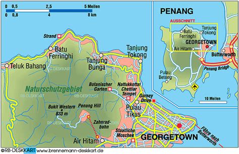 Izmantojiet kartes funkcijas, lai tuvinātu. Map of Penang (Island in Malaysia) | Welt-Atlas.de