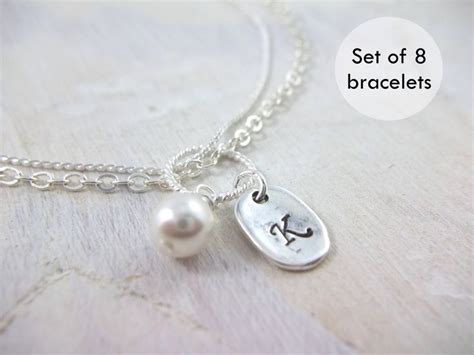 Personalized Bracelets Pearl Bridesmaids Gift Jewelry Initial Etsy