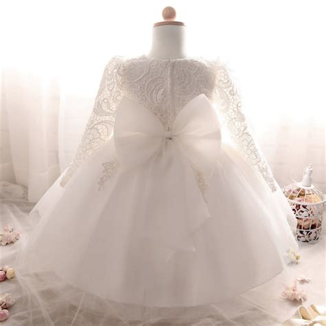 winter baby girl clothes tulle lace christening gown white