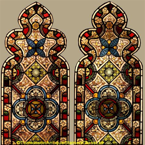 Pair Gothic Stained Glass Windows Tomkinson Stained Glass