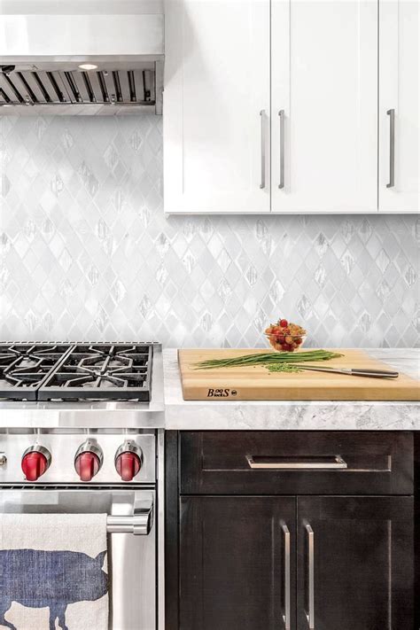 Please consider the era of your home when you are designing your kitchen!! Elegant White Rhomboid Backsplash Tile | Backsplash.com ...