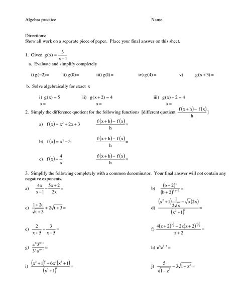 You can select different variables to customize these algebra worksheets for. 16 Best Images of College Math Worksheets - College ...