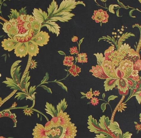 Waverly Fabric Claremont Onyx Black Floral Print Fabric Floral