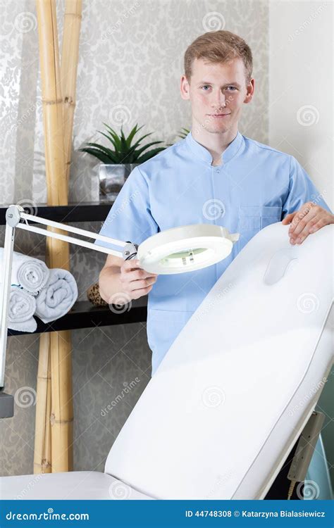 Male Beautician Ready To Work Stock Photo Image Of Smiling Smile