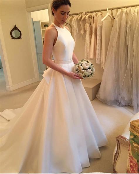 Https://tommynaija.com/wedding/a Line Halter Satin Wedding Dress