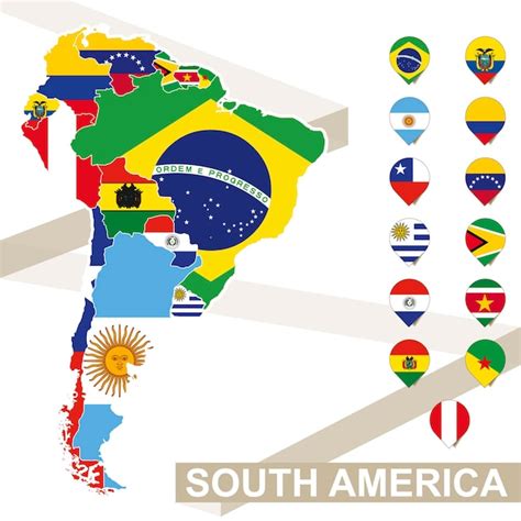 Mapa De América Del Sur Con Banderas Mapa De América Del Sur Coloreado Con Su Bandera