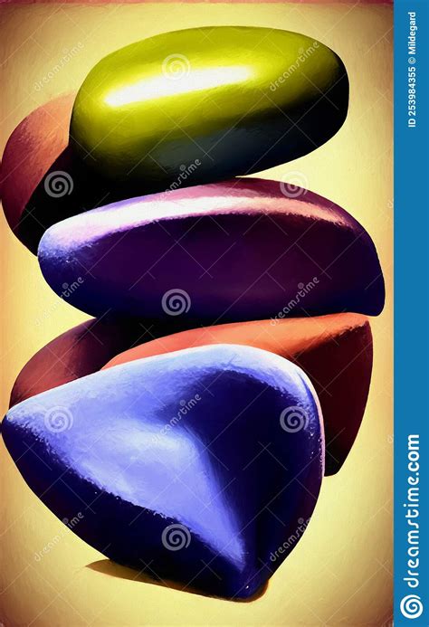 Colorful Pebbles Abstract Digital Art Stock Illustration