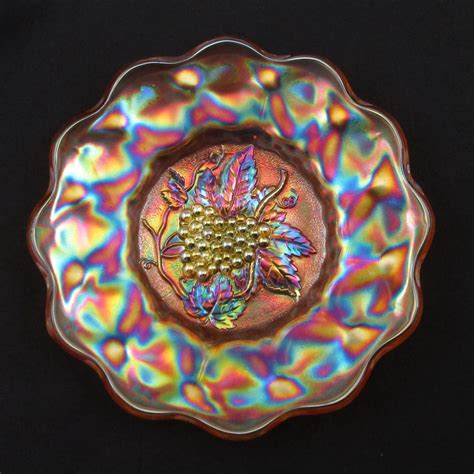 Antique Imperial Marigold Heavy Grape Carnival Glass Plate Carnival Glass