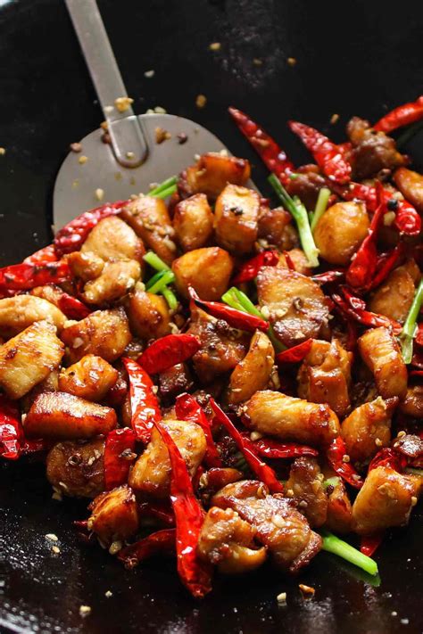 Cooked Szechuan Chicken In A Wok Szechuan Chicken Spicy Chinese Chicken Recipe Spicy Recipes