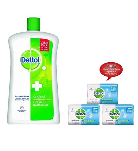 Buy Dettol Original Hand Wash Jar 900ml Free 3 Dettol Soap 75gms Each