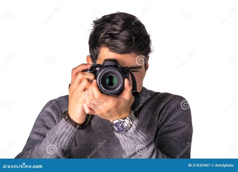 Handsome Young Male Photographer Taking Photograph Stock Image Image