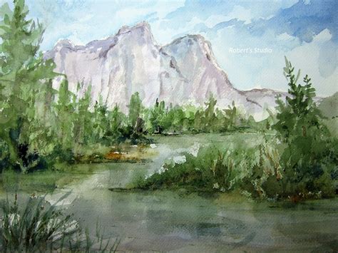 Painting Watercolor Watercolor Mountain Scenery Painting Original Art