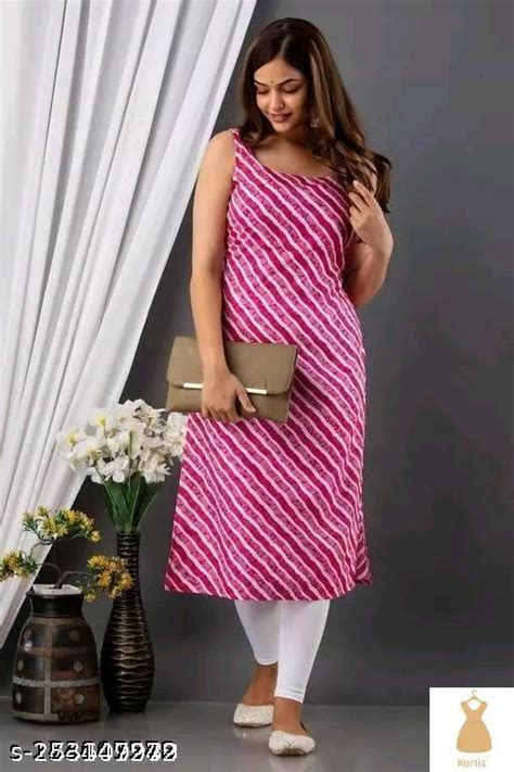 Cotton Leheriya Kurti Pink