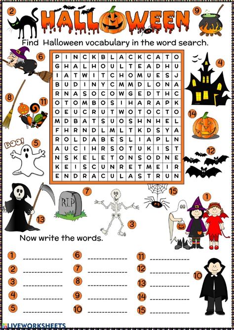 Halloween Word Search Interactive Worksheet Halloween Word Search