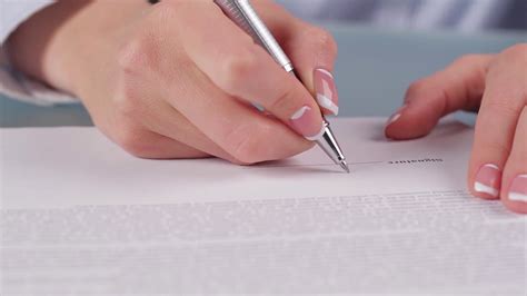 Woman Signing Contract Female Employee Signs Stock Footage Sbv