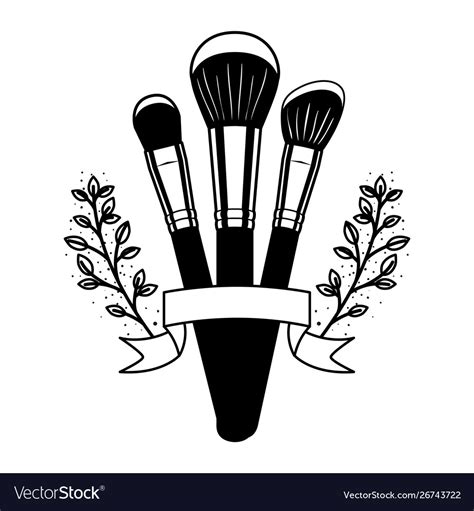 Makeup Brushes On White Background Royalty Free Vector Image