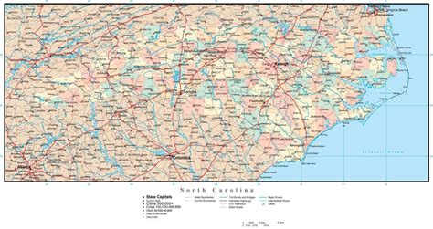 North Carolina Adobe Illustrator Map With Counties Cities County
