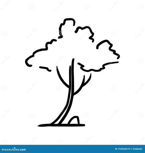 Curved Tree Black Silhouette Tree On White Background Royalty Free