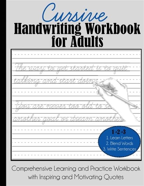 Cursive Handwriting Workbook For Adults Comprehensive Learning And