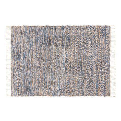 Aspegren teppich laufer rhombe black 140x200. Geflochtener Teppich aus Jute und Baumwolle, blau, 140x200 ...