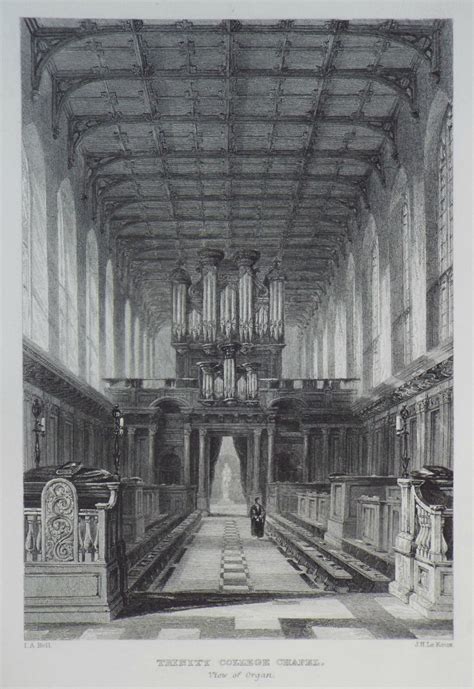 Antique Print Trinity College Chapel View Of Organ Le