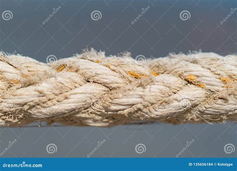 Close Up On The Braided Strands Of A Rope On Grey Stock Photo Image