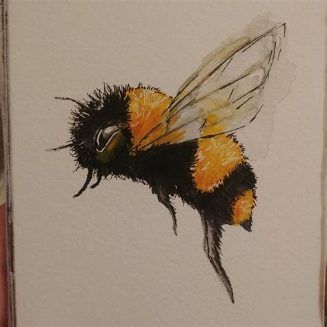 Fuzzy Bee R Watercolor