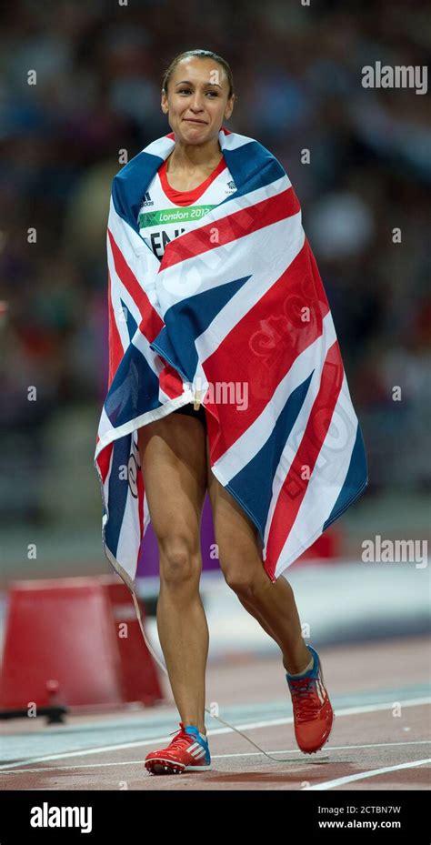 Jessica Ennis Winning Gold Medal At The London Olympics Hi Res Stock