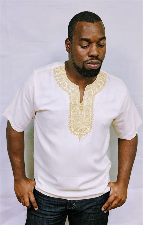 African Tunicdashiki With Distinct Embossed Chest And Arm Embroidery