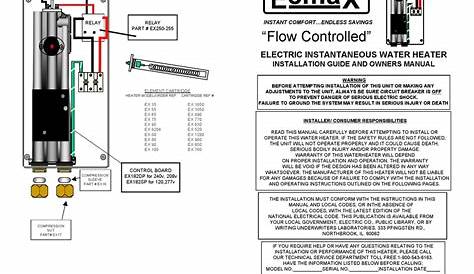 EEMAX EX 35 WATER HEATER INSTALLATION MANUAL AND OWNER'S MANUAL
