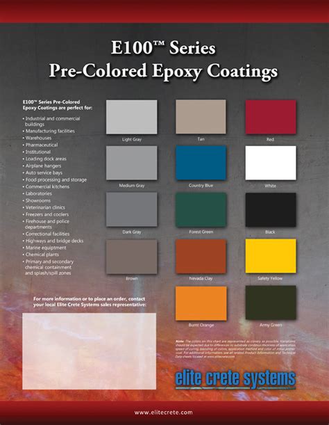 Color Chart Epoxy Floor Colors Epoxy Floor