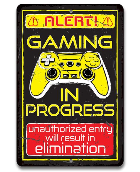 Metal Sign Gaming In Progress Durable Tin 8x12 Or Etsy