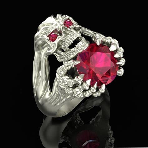 The Ruby Skull Ring Unique Jewellery Etsy Skull Ring Crystal Skull