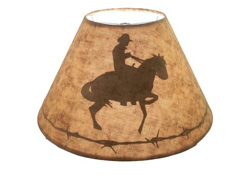 Western Lamp Shade With A Silhouette Of A Horse And Cowboy