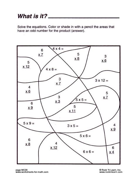 Color By Number Multiplication Free Coloring Pages