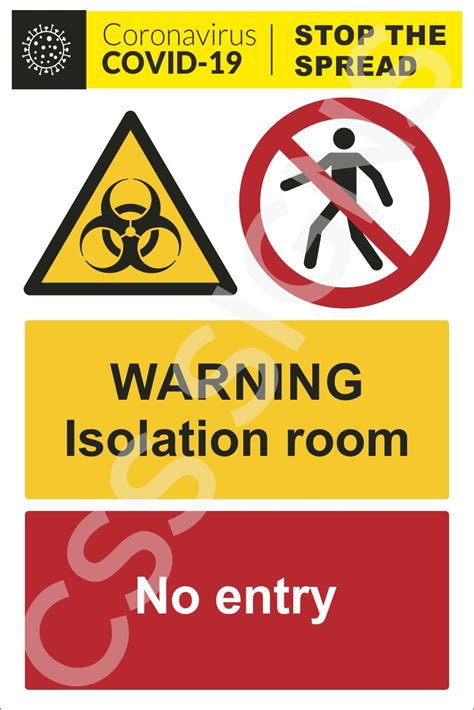 Isolation Room No Entry Sign Coronavirus Safety Signage