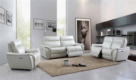 Light Grey Genuine Italian Leather Sofa Set St Louis