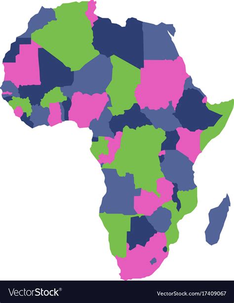 59 layers with each country in alphabetical order and on its own layer. Political map of africa continent in four colors Vector Image