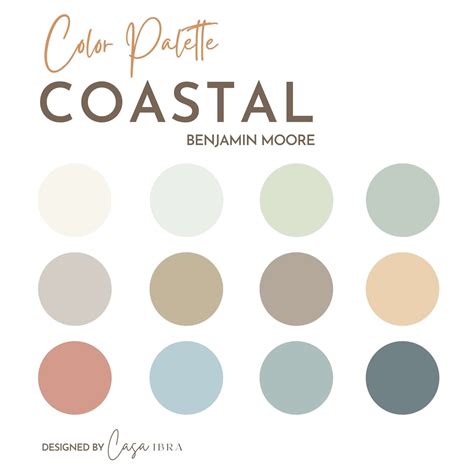 Coastal Paint Color Palette Benjamin Moore Interior Paint Etsy