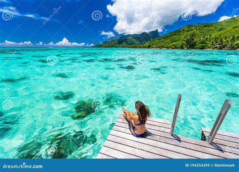 Bora Bora Luxury Travel Overwater Bungalow Resort Vacation Bikini Woman