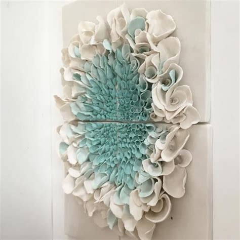 Trendy ceramic wall decor flower for inspirations pertaining to best and newest ceramic flower wall art view photo 6 of 30. Ceramic Flower Wall Decor Porcelain Blossom Tile White ...
