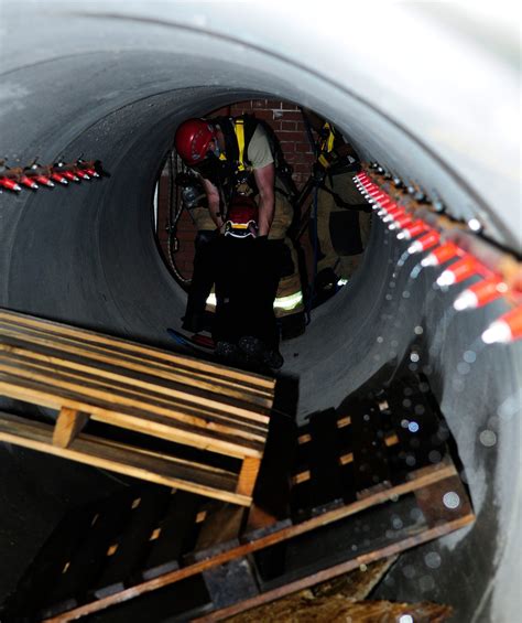 Firefighters Train On Confined Space Rescue Procedures Us Air