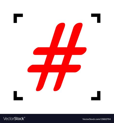 Hashtag sign red icon inside Royalty Free Vector Image