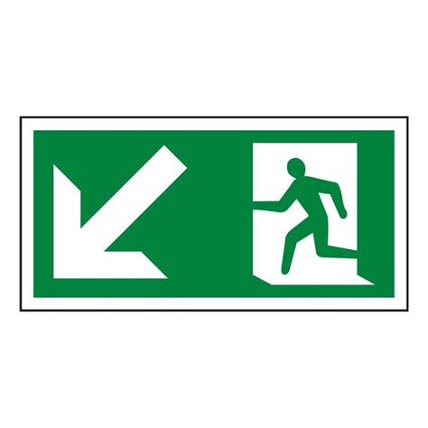 Running Man Arrow Down Left Sign Fire Exit Signs